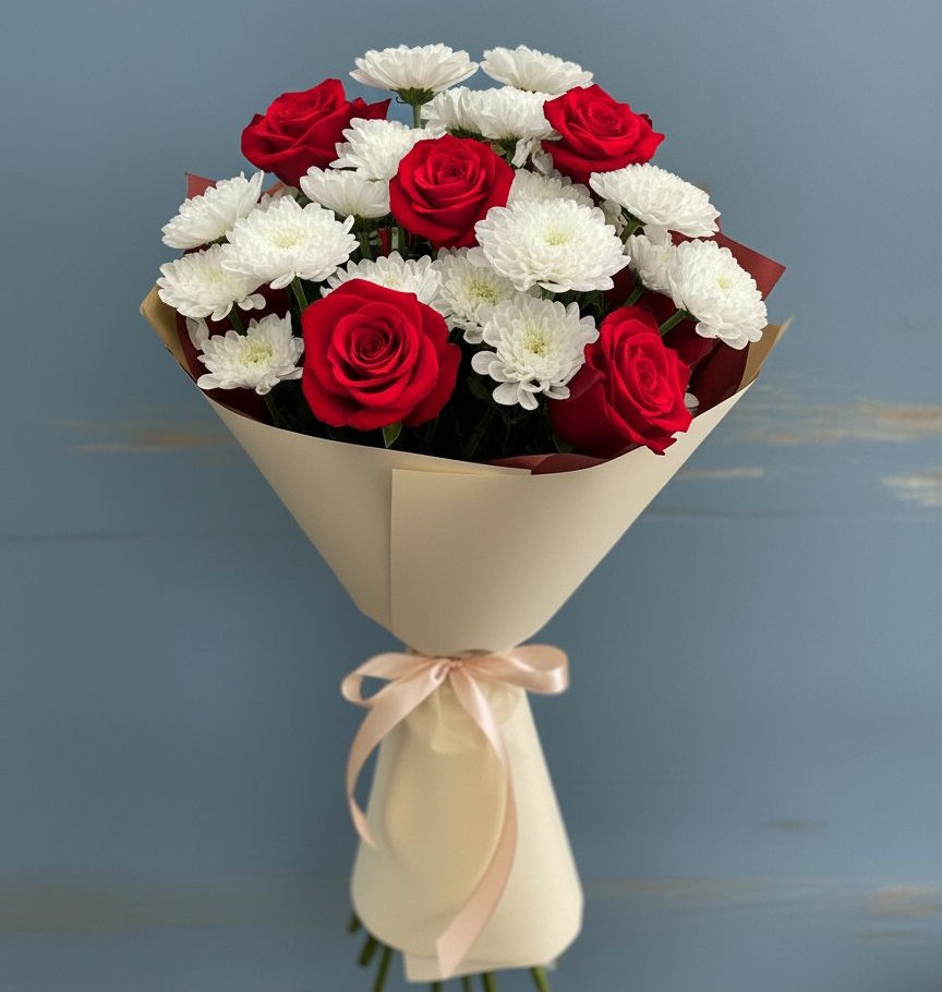 Букет цветов из: Розы и Хризантемы в Алапаевске