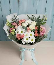 Букет цветов из:  Розы, Лизиантусы и Хризантемы в Алапаевске