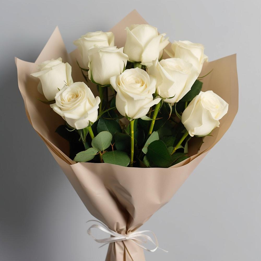 Букет 9 Белых роз Эдлесс Лав в Алапаевске