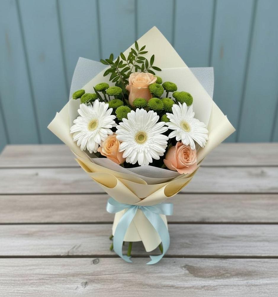 Букет цветов из: Герберы, Розы и Хризантемы в Алапаевске
