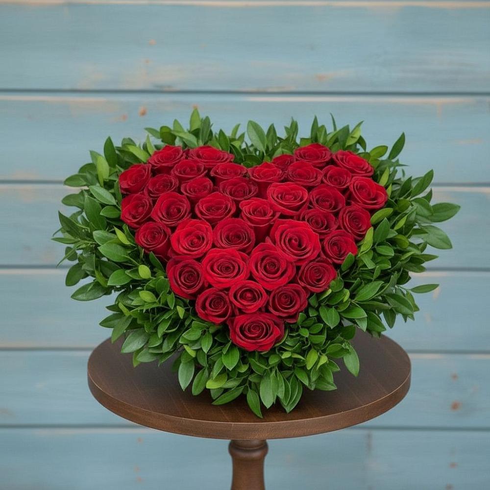 Цветочная композиция из Розы в виде сердца в Алапаевске