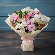 Букет цветов из:  Хризантемы, Альстромерии и Розы в Алапаевске