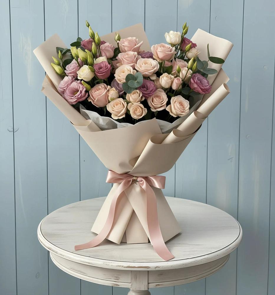 Букет цветов из: Розы и Лизиантусы в Алапаевске