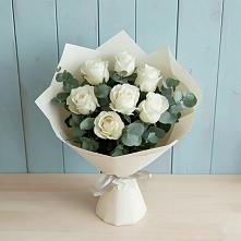 Букет Белые розы в Эвкалипте #REPLACE_PRED# Алапаевске